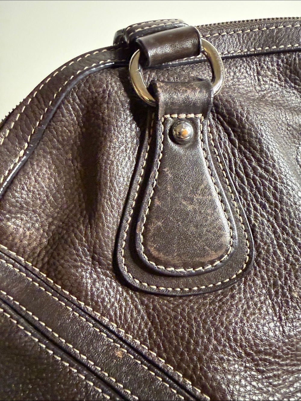 Danier Dark Brown Leather Satchel with Metal Logo Plate - Picture 7 of 16